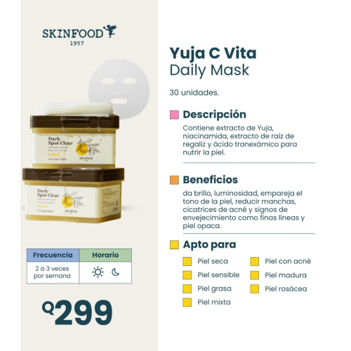Skinfood - Daily Face Mask Yuja C Vita - 30 pcs