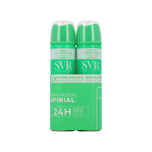 SVR - *Spirial* - Pack of 2 vegetable deodorants in anti-humidity spray 24 hours