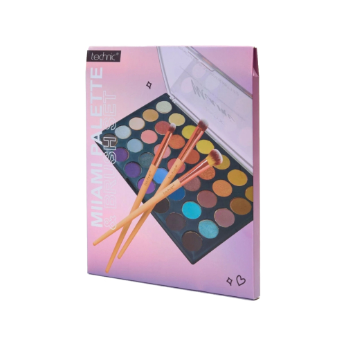 Technic Cosmetics - Eyeshadow Palette + Brush Trio Miami Palette & Brush Set