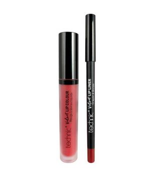 Technic Cosmetics - Lipliner + Liquid Lipstick Velvet Lip Kit - Vintage Red