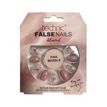 Technic Cosmetics - False Nails False Nails Almond - Pink Marble