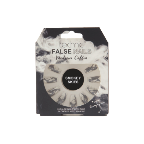 Technic Cosmetics - False Nails False Nails Medium Coffin - Smokey Skies