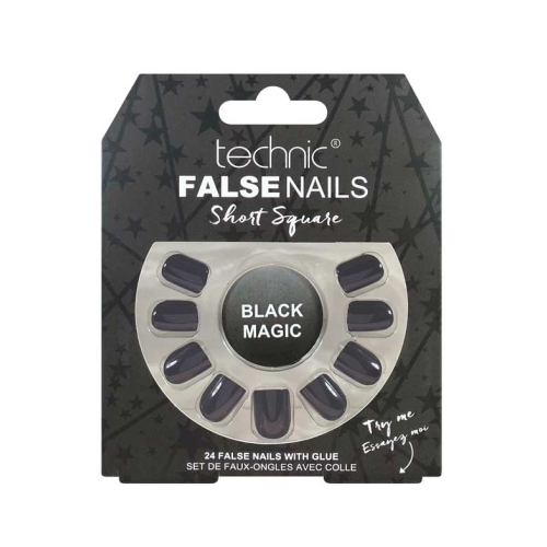 Technic Cosmetics - False Nails False Nails Short Square - Black Magic