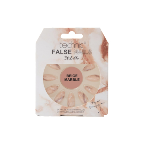 Technic Cosmetics - False Nails False Nails Stiletto - Beige Marble