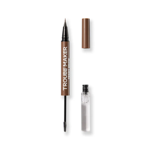 Trouble Maker - 2-in-1 Brow Fixing Pencil Teddy Brow Builder - Medium Brown
