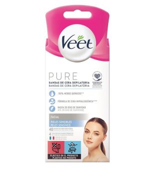 Veet - Facial Hair Removal Wax Strips Pure - Sensitive Skin (40u)