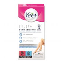 Veet - Legs & Body Depilatory Wax Strips Pure - Sensitive Skin (40u)