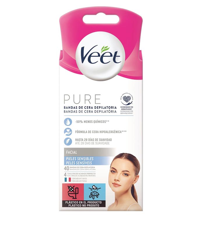 Buy Veet - Facial Hair Removal Wax Strips Pure - Sensitive Skin (40u) |  Maquibeauty